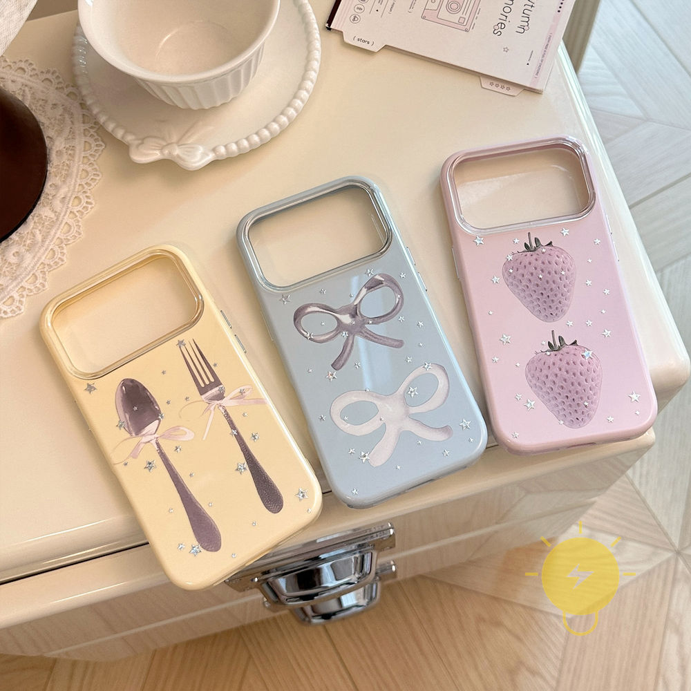 Phone Case For iPhone 17 Pro Max 16 15 14 13 TPU Gilding Aesthetic Korean Cute
