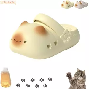 Dép Mèo OUSXA, Chống Trơn Trượt Mèo Nhỏ Chống Thấm Nước, Đáy Mềm Đáng Yêu Đáy Đóng Mũi Mèo Dép Nữ Nhà