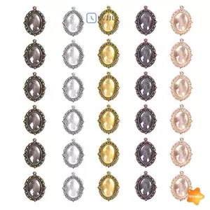 60 Chiếc 5 Màu Tròn Mặt Dây Chuyền Khay Thủy Tinh Cabochon Thủ Công DIY Trang Sức Làm Mới