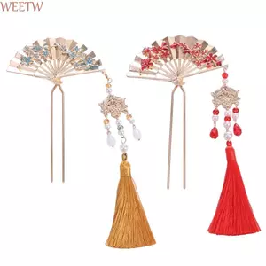 WEETW Ngọc Trai Viền Tóc, Tua Rua Retro Hình Chữ U Tóc, Trang Sức Hợp Kim Ngọc Trai Phong Cách Neo-chinese Bước Lắc Tóc Cô Gái