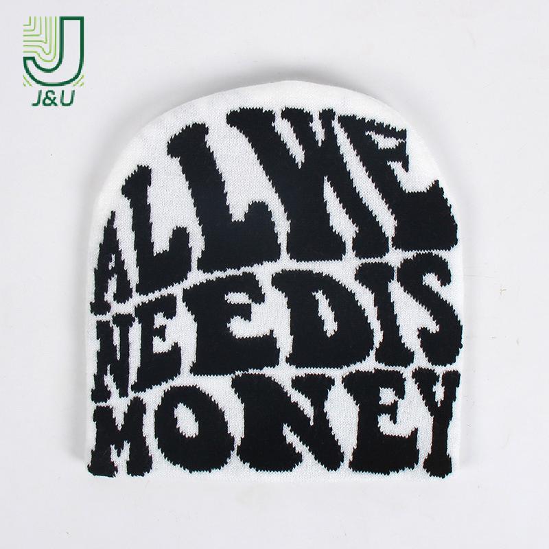 [J & U-T] Mũ dệt kim Acrylic len Y2K cổ điển dành cho nữ Beanie Mùa đông ấm áp Beanies Bông tai Kẹp Hip Hop Mũ ngoài trời thông thường