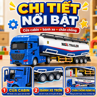 Bộ xe công trình quán tính – Mô phỏng xe ben, xe trộn, xe bồn – Chi tiết chân thực – Đồ chơi giáo dục sớm cho bé trai