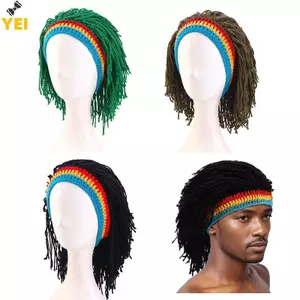 < YEI > Nam Nữ Tổng Hợp Tóc Giả Giả Bím Giả Dreadlos Beanie Mũ Handmade Móc Mũ Cosplay Đảng Mũ Ấm Áp Dệt Kim Tóc Giả Mũ Mới