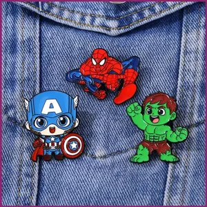 YT4 Marvel Avengers Người Nhện Captain America Hulk Hoạt Hình Dễ Thương Chibi Men Pin Kim Loại Trâm Huy Hiệu