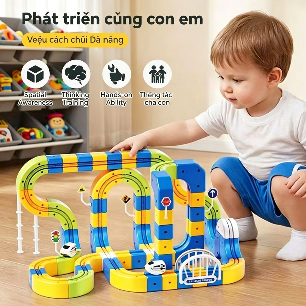 【🇻🇳Có sẵn kho】Bộ khối xây dựng theo dõi từ tính nổi DIY Bộ treo điện chống trọng lực Đường sắt Đồ chơi STEM | Đường ray xe lửa lắp ráp ma thuật 3D