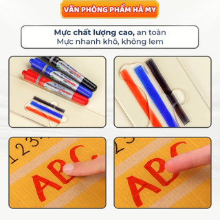 Bút Lông Dầu 2 Đầu Thiên Long PM-09 - Marker Đầu 0.8mm & 0,6mm, Viết Trên Giấy, Nhựa, Thùng Carton