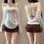 SAMO 3 Bộ Đồ Bơi Riêng Biệt, Bộ Bikini 3in1 Nhìn Xuyên Qua Cho Nữ, Thời Trang Ngọt Ngào Có Nắp smock Bộ Đồ Tắm Mùa Hè Gợi Cảm