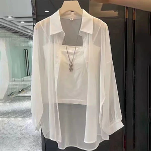 Áo Sơ Mi Chống Nắng Phong Cách Hồng Kông Nữ Mùa Hè Phong Cách Mới Mỏng Phong Cách Thoáng Khí Thường Ngày Phù Hợp Với Tấm Che Nắng Hông Drape Áo Sơ Mi Áo Khoác