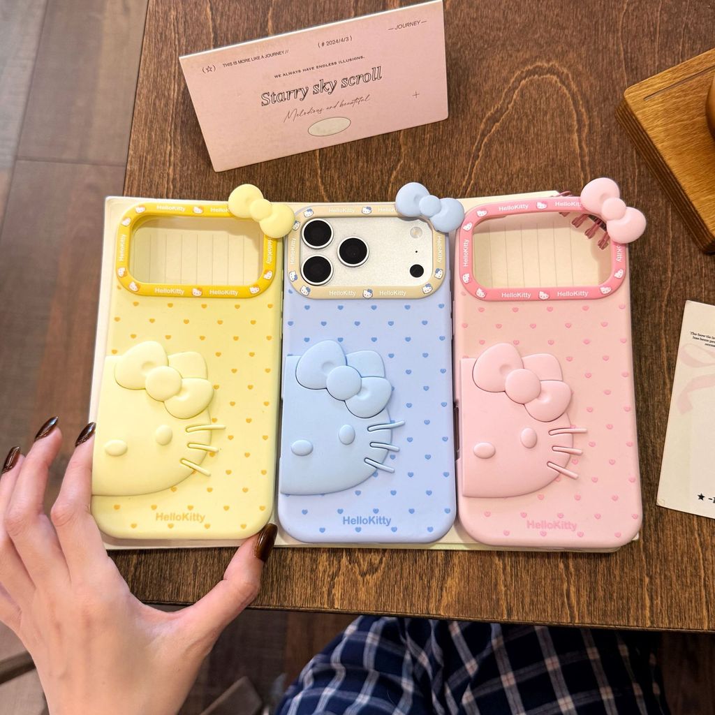 Love Bow Ba Chiều Nửa Mặt KT Cat iphone17 Apple 16 Thích Hợp Cho Ốp Điện Thoại 14 / 15promax