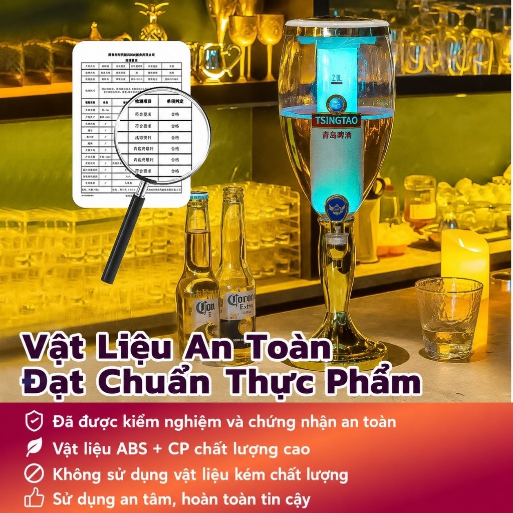 Hàng sẵn🚚Tháp bia 5 lít, lõi đá giữ lạnh🍺 đèn LED💡 Bình rót bia, Bia tháp, Máy rót bia cho quán beer, bar