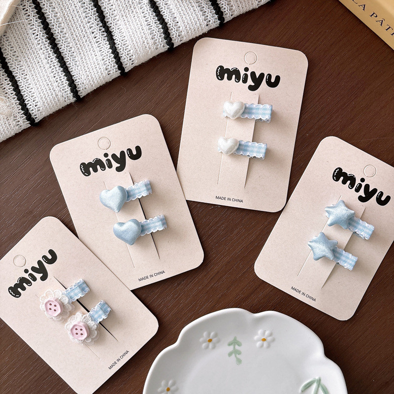Kẹp tóc trái tim xanh ngọt ngào Cô gái Nổ Clip