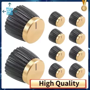 10x Guitar AMP Amplifier Núm Push-on Đen + Nắp Vàng Cho Khuếch Đại