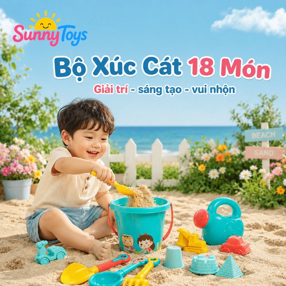 Bộ Xúc Cát Hình Vịt Xanh 18 Chi Tiết SunnyToys  - Đồ Chơi Đi Biển Cho Bé Vui Chơi
