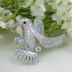 Trâm cài chim ruồi bằng kim cương giả sáng bóng tinh tế thời trang dành cho nữ Quần áo Áo khoác Trang sức Phụ kiện Quà tặng [Mina]