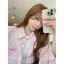 Áo sơ mi sọc thêu chữ dáng rộng thường ngày phù hợp