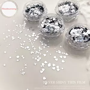 Houdou 1 Lọ Bạc Sáng Bóng Kim Sa Lấp Lánh Mix Hình Ngôi Sao Tình Yêu Lát Đề Can Làm Móng Tay Paillette Quyến Rũ Móng Tay Nghệ Thuật Stiers VN