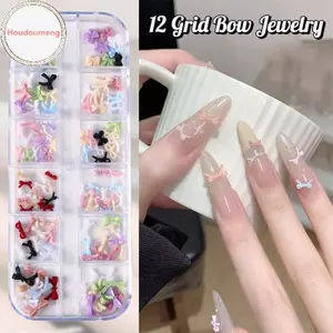 Hodou 12 Lưới Nhiều Màu Nơ Móng Tay Nghệ Thuật Quyến Rũ Mini Dây Đáng Yêu Thắt Nơ Nhựa Trang Trí Móng Tay Cho DIY Bông Tai Nail Suppli VN