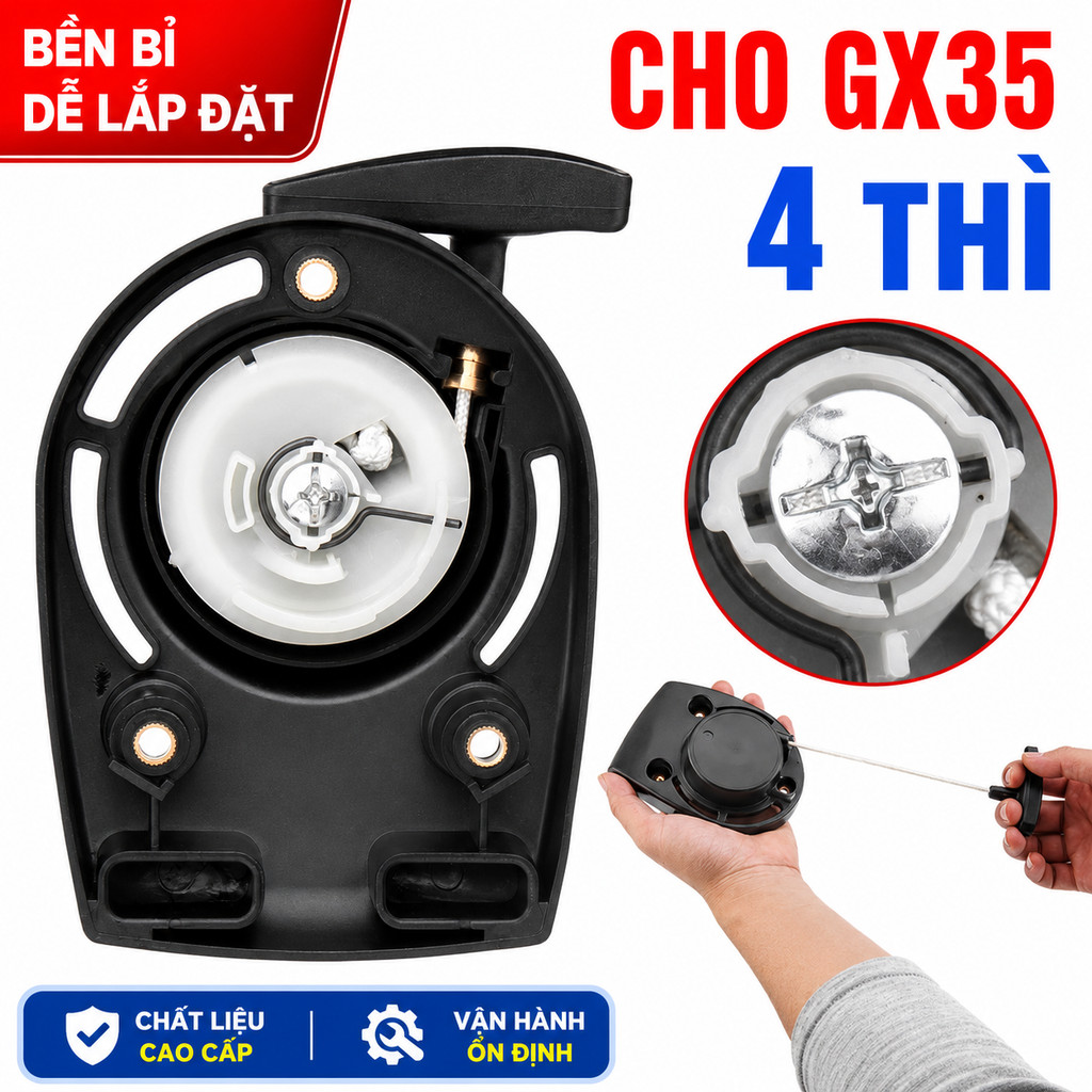 Bộ Giật Khởi Động GX35 Cho Máy Cắt Cỏ 4 Thì, Dây Kéo Thép Bền Chắc, Dễ Lắp Đặt, Phụ Tùng GX35