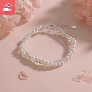 Vòng cổ / vòng tay nữ ngọc trai hai lớp thời trang đi lại hàng ngày chống phai màu