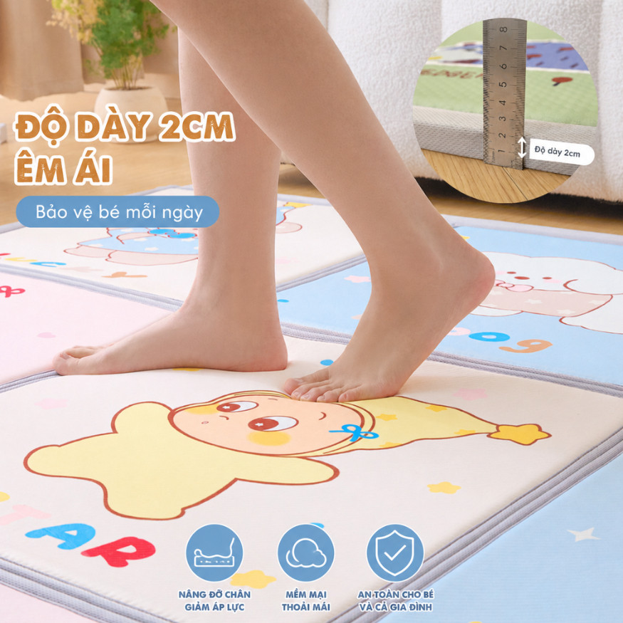 Thảm Băng Lạnh HomeMate Gấp Gọn 9 Ô Chống Trượt, Thảm Điều Hòa Mát Lạnh 2CM Cho Bé Tập Bò Cao Cấp