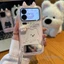 3D DIY Dễ Thương Happy Cặp Đôi Gấu Ốp Lưng Điện Thoại + Gương Đứng Cho iPhone 17 16 15 14 13 12 11 Pro Max 16 15 14 Plus