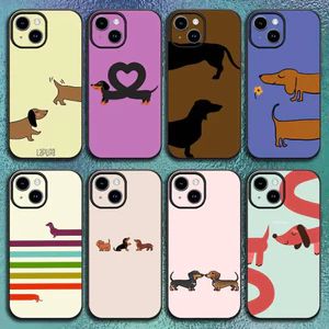 TP-1 Dachshund Dog Love Ốp Lưng Điện Thoại 11 12 13 14 15 16Pro Max Mini Plus Cổ Điển Màu Đen Vỏ Mềm