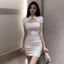 Đầm Slim Mùa Hè VN, Size Lớn, Phong Cách Nữ, Thiết Kế Rỗng Gợi Cảm, Đầm Sườn Xám Ngắn, Thời Trang