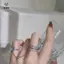 sel Bướm Dây Xích Nhẫn Nữ Bé Gái Sáng Bóng Kim Cương Giả Zircon Nhiều Lớp Mở Nhẫn Bộ Punk Trang Sức Thời Trang [Mina]