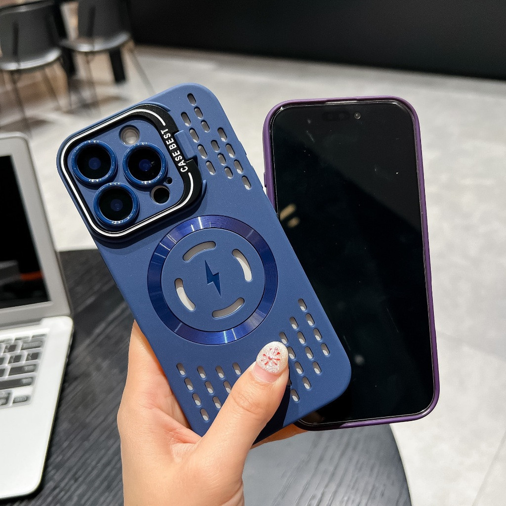 Ốp Lưng iPhone Tản Nhiệt Từ Tính Kèm Giá Đỡ Cao Cấp Chống Nóng Tốt Dành Cho iP 11/12/13/14/15/16/Plus/Pro/Max