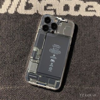 Cấu trúc mặt sau cơ khí Vỏ điện thoại trong suốt hợp thời trang độc đáo Thích hợp cho iPhone 17promax / 14promax / 16 / 13 / 15pro / 12pro / 13promax Vỏ chống sốc