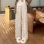 Quần chống muỗi mùa hè in nơ cạp cao Drape Quần ống rộng rộng Quần thẳng