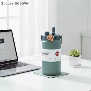 {AKIN} Ấm đun nước cách nhiệt bằng thép không gỉ 1000 / 1200ML có ống hút để tập thể dục và văn phòng {a}