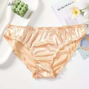 Quần Lót Lụa Satin DELMER, Quần Lót Mỏng Xù Quần Đùi, Thoải Mái Màu Trơn Thoáng Khí Eo Thấp Quần Lót Nữ Hàng Ngày
