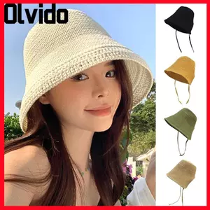 Ống hút vải lanh OLVIDO, Vành rộng lớn buộc dây lên đóng vành rộng Mũ chống nắng, Dây đeo có thể điều chỉnh cổ điển Họa tiết hình học Mũ che nắng tròn Phong cách cổ điển