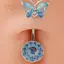 PNPIA- Thời Trang Bụng Nút Nhẫn Bướm Zircon Bụng Xuyên Nhẫn Nữ Thép Không Gỉ Rốn Cong Barbell Nhẫn Trang Sức Cơ Thể