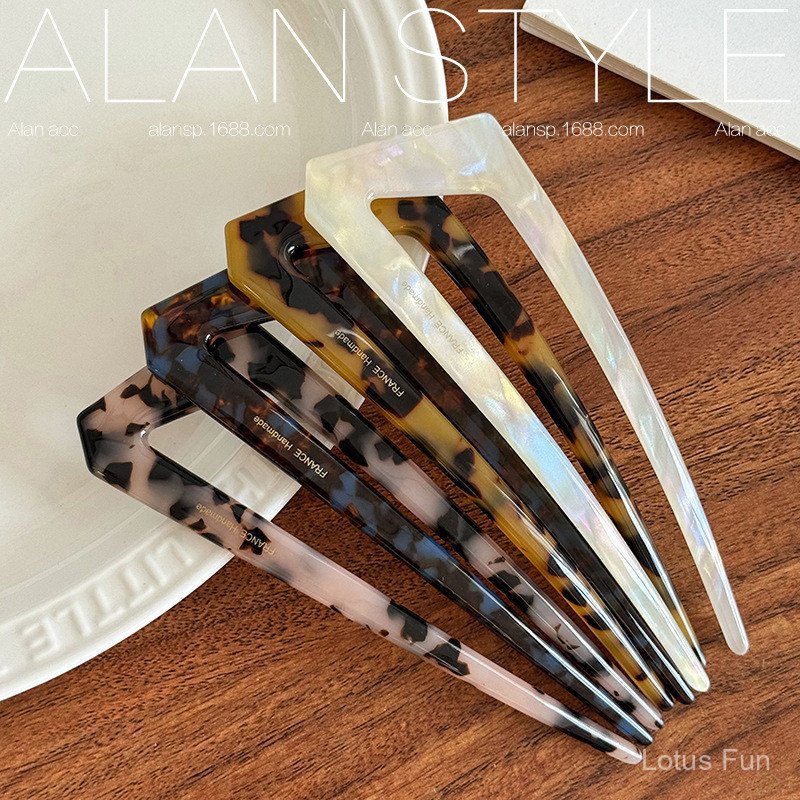 Alan Phong Cách Mới Đơn Giản Hình Chữ U Acetate Kẹp Tóc Hình Không Đều Nàng Tiên Cá Ji Cao Cấp Thanh Lịch Sang Trọng Bun Phụ Kiện Tóc