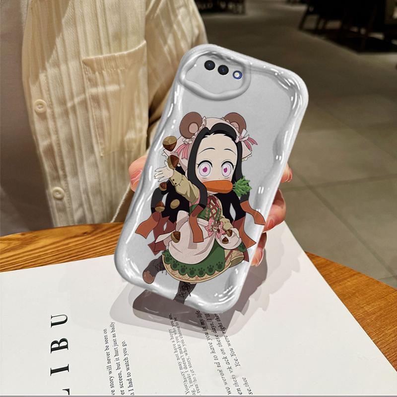 Ốp Silicon Hoạt Hình Cho OPPO A3S A1K A12E Realme C2 AX5 Bảo Vệ 3D Vỏ Điện Thoại Mềm TPU Demon Slayer Tanjiro Ốp Lưng Chống Sốc