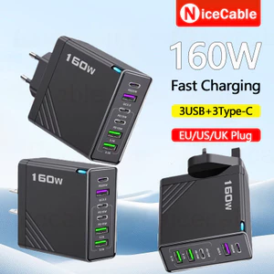 Bộ sạc sạc nhanh 160W Bộ sạc cắm và chạy EU / US / UK 3USB + Bộ sạc điện thoại di động 3Type C cho điện thoại / máy tính bảng / bộ sạc