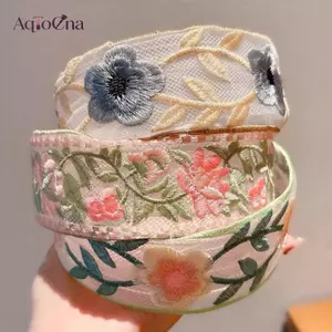Băng đô thêu hoa voan thanh lịch AqToCna – Vòng xếp hình hoa ngọt ngào dành cho nữ Phụ kiện tóc thời trang AqToCna