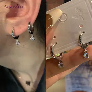AqToCna Tinh Tế Thời Trang Zircon Tròn Mặt Dây Chuyền Bông Tai Nữ Cá Tính Tinh Tế Bông Tai Tiệc Cưới Trang Sức Quà Tặng Sinh Nhật AqToCna