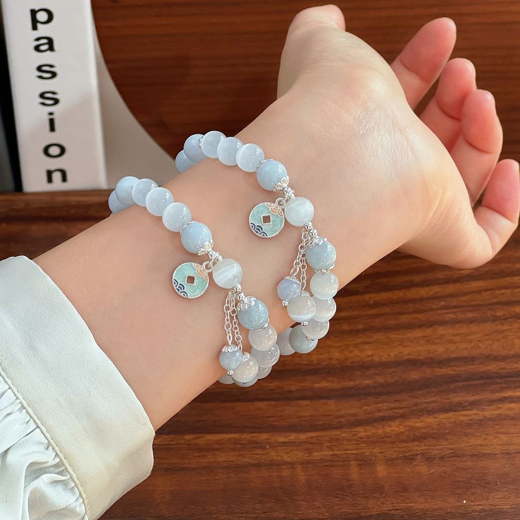 Vòng tay pha lê đá mắt mèo trắng tinh tế tự nhiên