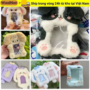 Card ảnh WOODNEST, Hộp đựng thẻ ảnh đa chức năng sang trọng, Thỏ tai lớn chất lượng cao / Thỏ Collie viền / Chó / Mèo Hình ảnh thần tượng Quà tặng
