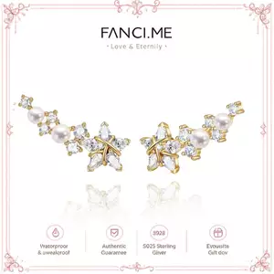 FANCIME "Vega Whisper" Bông tai hình ngôi sao lấp lánh Alpha Lyrae Sterling Silver Stud