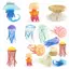 DELMER sứa Sao biển Anemones, Động vật biển Hình động vật đại dương sống động như thật, Mô hình động vật mô phỏng Nhựa rắn nhiều màu Bộ sưu tập nhân vật hành động đại dương thực tế nhiều màu