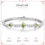 FANCIME "Square Sparkle" Vòng tay Tennis bạc Peridot tháng 8