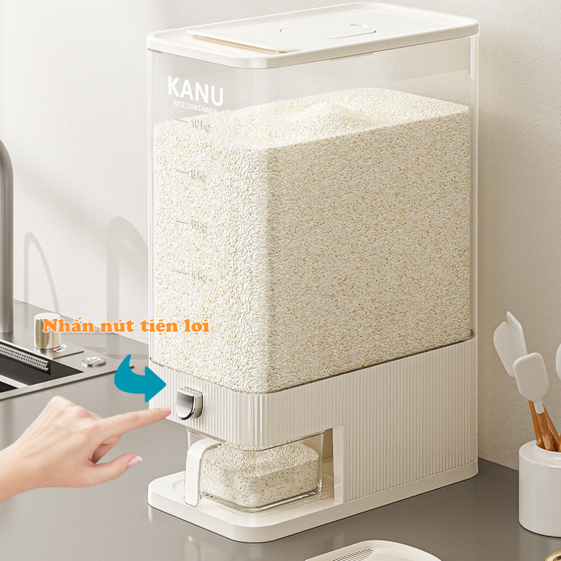 Thùng Đựng Gạo Thông Minh HomeMate 5KG/10KG Lấy Gạo Tự Động, Hộp Đựng Gạo Nhựa PET Cao Cấp Chống Ẩm Mốc