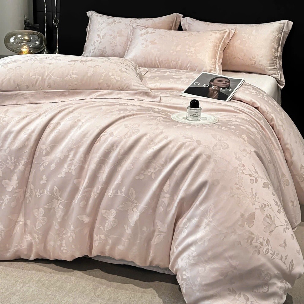 (L4416)Bộ vỏ chăn ga tencel Jacquard cao cấp với sợi dệt vân chìm cực sang và tinh xảo  - MemMinbedding Luxury