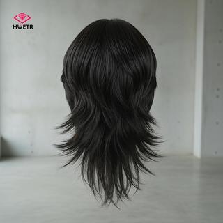 HWETR Mullet Đầu Tóc Giả Cosplay Dành Cho Nam Nữ Anime Tổng Hợp Ngắn Thẳng Đuôi Sói Giả Nhiệt Độ Cao Đảng Tóc Giả Với Bangs Fringe