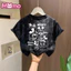Áo thun sequin ngắn tay in họa tiết hoạt hình Mickey mùa hè cho bé trai và bé gái