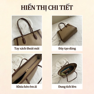 Túi Đeo Vai Nữ Da Mềm Cỡ Lớn, Túi Tote Kẹp Nách, Túi công sở đeo vai đi học, đi làm kèm charm gấu dễ thương.S1157